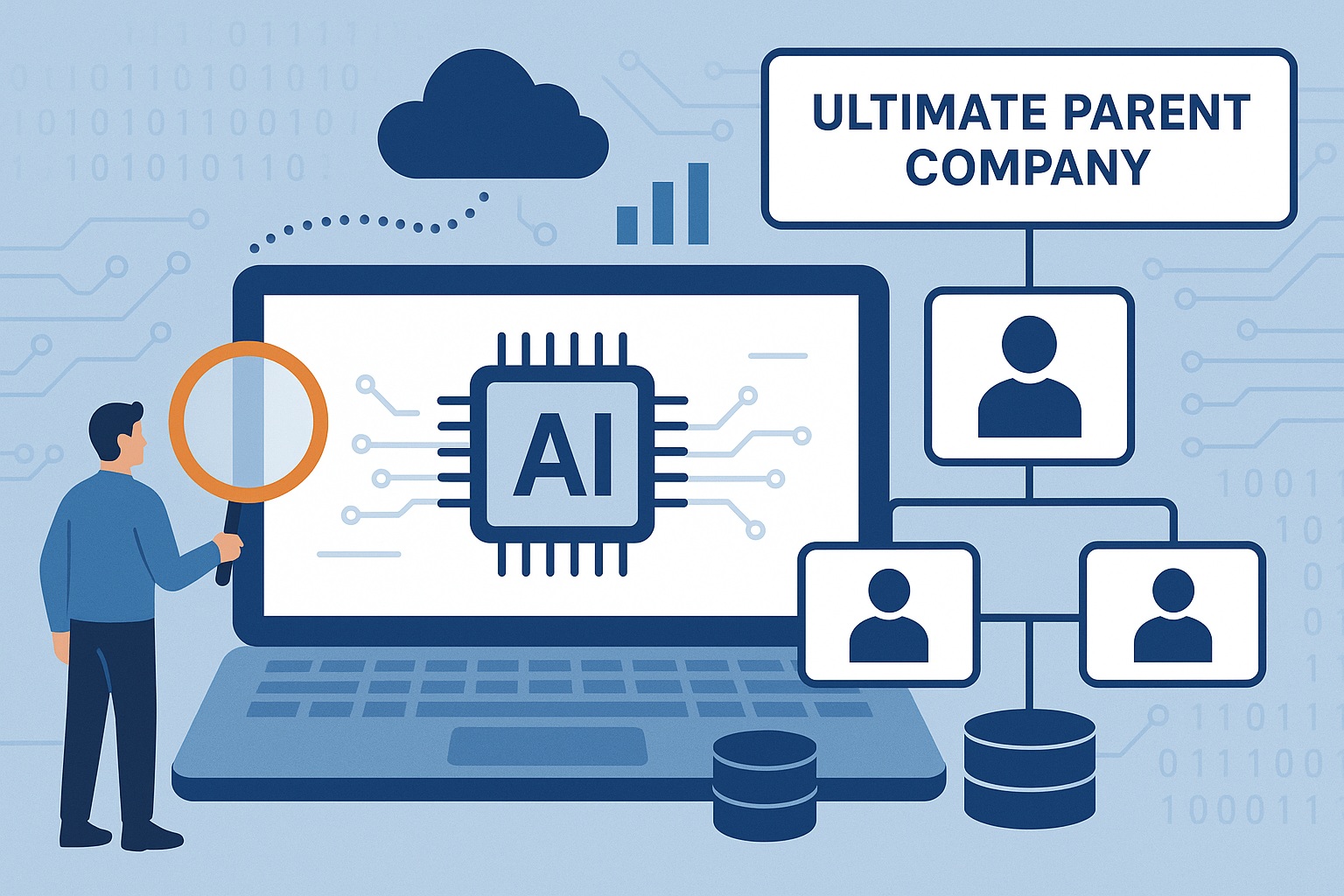 AI-powered data enrichment showing ultimate parent company lookup