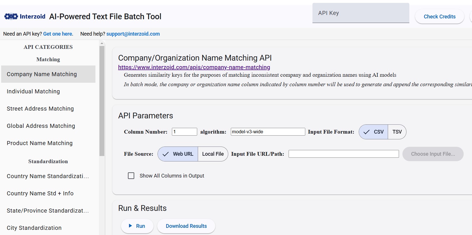 Process datasets via APIs in no-code batch mode