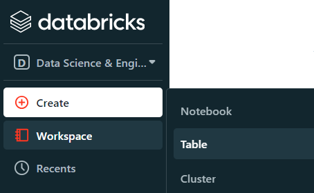 Databricks Create Table User Interface