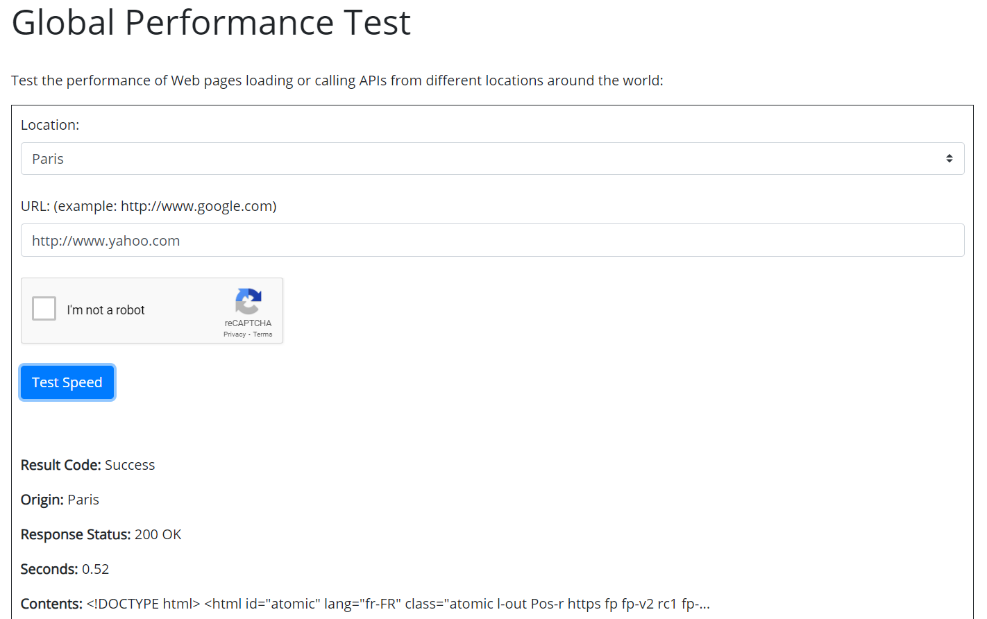 Global Speed Test for Websites and APIs