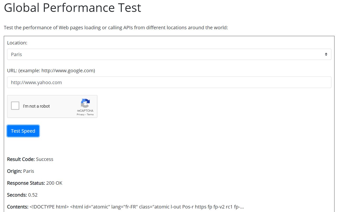 TestWeb site load times