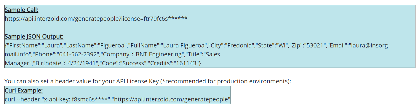 API-based generation of person data via API