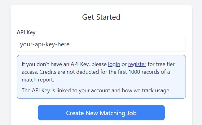 Provide your API key to track your usage