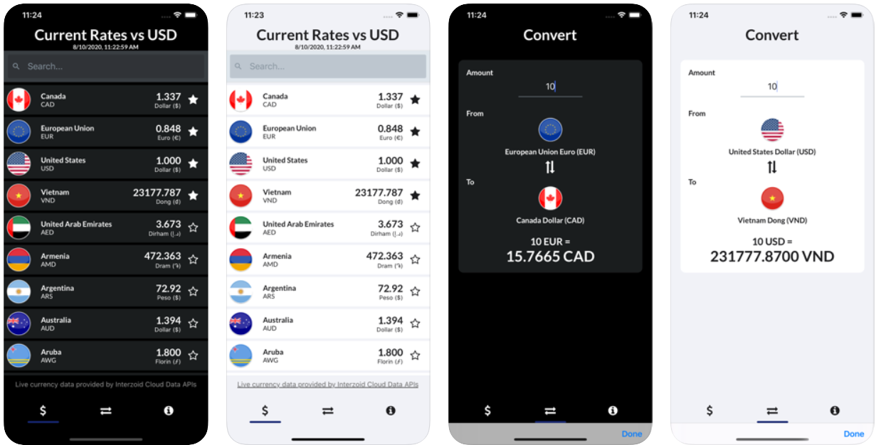 Mobile foreign currency apps
